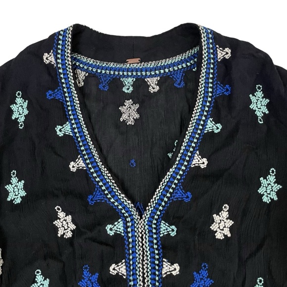 Free People Stargazer Embroidered Black Tunic Mini Dress - Picture 7 of 15